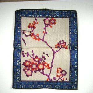 Chinese Handmade Embroidered Silk Panel Floral Design Vintage Decor Flowers